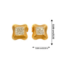 14K Yellow Gold Stud Earrings | Natural Diamond Cluster | Vintage Revival Geometric Style Jewelry - Earrings