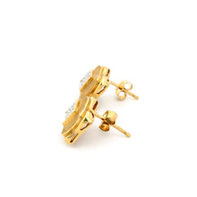 14K Yellow Gold Stud Earrings | Natural Diamond Cluster | Vintage Revival Geometric Style Jewelry - Earrings