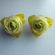 Handcrafted Mint Green Rose Stud Earrings with Fish Scale Petals - Eco-Friendly Unique Statement Jewelry