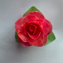Handcrafted Tomato Red Rose Stud Earrings with Iridescent Fish Scale Petals – Eco-Friendly Statement Gift for Her