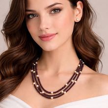 Natural Garnet Tyre Pearl Button Gemstone Necklace