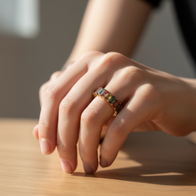 18K Rose Gold Baguette Natural Multi Tourmaline Full Eternity Band | Modern Color Stackable Jewelry - Ring