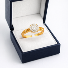 18K Rose Gold Diamond Halo Ring | Illusion Cluster Solitaire | Bubble Beaded Band | Timeless Elegant Jewelry - Ring