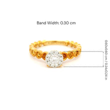 18K Rose Gold Diamond Halo Ring | Illusion Cluster Solitaire | Bubble Beaded Band | Timeless Elegant Jewelry - Ring