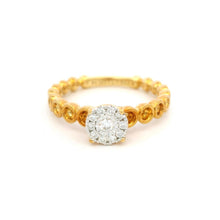 18K Rose Gold Diamond Halo Ring | Illusion Cluster Solitaire | Bubble Beaded Band | Timeless Elegant Jewelry - Ring
