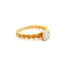 18K Rose Gold Diamond Halo Ring | Illusion Cluster Solitaire | Bubble Beaded Band | Timeless Elegant Jewelry - Ring