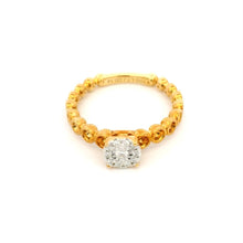 18K Rose Gold Diamond Halo Ring | Illusion Cluster Solitaire | Bubble Beaded Band | Timeless Elegant Jewelry - Ring