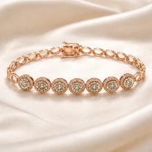 18K Rose Gold Halo Tennis Bracelet | Classic Round Setting Design | Elegant Diamond Semi Mount Style - Bracelet