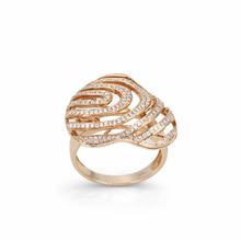 18K Rose Gold Heart Swirl Cocktail Ring | Natural Diamond Openwork Pavé & Channel Spiral Design Jewelry - Ring