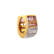 18K Two Tone Gold Pendant Earring Set with Natural Diamond & Pink Sapphire Jewellery