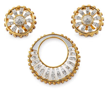 18K Two-Tone Gold | Natural Diamond & Amethyst Sunburst Pendant & Earrings Set | Statement Fine Jewelry