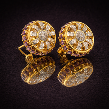 18K Two-Tone Gold | Natural Diamond & Amethyst Sunburst Pendant & Earrings Set | Statement Fine Jewelry - Pendant
