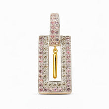 18K Two-Tone Gold | Natural Diamond & Pink Sapphire Pendant & Earrings Set | Geometric Pavé Jewelry - Pendant Earring