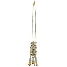 18K Two-Tone Gold | Natural Diamond Ruby & Sapphire Necklace & Earrings Set | Drop Tassels Pavé Bridal Jewelry