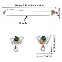 18K Two Tone Gold Necklace Earring Set with Natural Diamond & Green Tourmaline Jewellery
