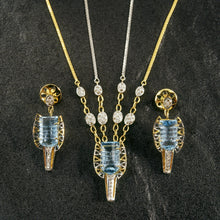 18K Two Tone Gold Necklace Earring Set with Natural Diamond & Swiss Blue Topaz Jewellery