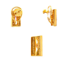 18K Two Tone Gold Pendant Earring Set with Natural Diamond & Pink Tourmaline Jewellery