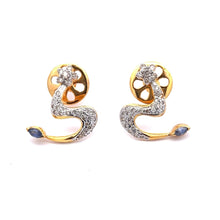 18K Two Tone Gold Pendant Earring Set with Natural Diamond & Sapphire Jewellery