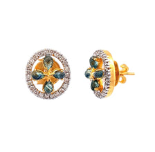 18K Two Tone Gold Pendant Earring Set with Natural Diamond & Blue Sapphire Jewellery