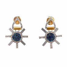18K Two Tone Gold Pendant Earring Set with Natural Diamond & Sapphire Jewellery