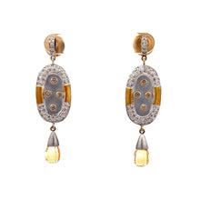 18K Two Tone Gold Pendant Earring Set with Natural Diamond & Citrine Jewellery