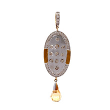 18K Two Tone Gold Pendant Earring Set with Natural Diamond & Citrine Jewellery