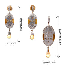 18K Two Tone Gold Pendant Earring Set with Natural Diamond & Citrine Jewellery
