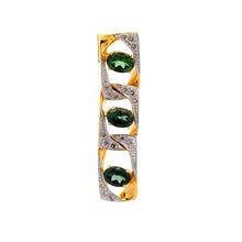 18K Two Tone Gold Pendant Earring Set with Natural Diamond & Green Tourmaline Jewellery