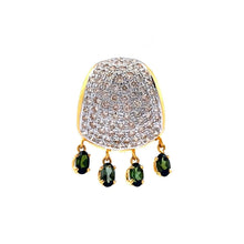 18K Two Tone Gold Pendant Earring Set with Natural Diamond & Green Tourmaline Jewellery