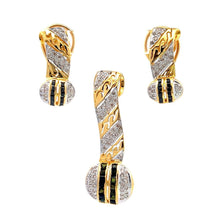 18K Two Tone Gold Pendant Earring Set with Natural Diamond & Sapphire Jewellery