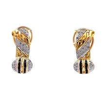 18K Two Tone Gold Pendant Earring With Natural Diamond & Green Sapphire Precious Gemstone Jewelry Set