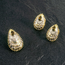 18K Two Tone Gold Pendant Earring Set with Natural Diamond & Green Tourmaline Jewellery