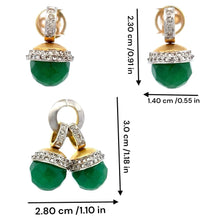 18K Two Tone Gold Pendant Earring Set with Natural Diamond & Green Onyx Jewellery