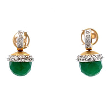 18K Two Tone Gold Pendant Earring Set with Natural Diamond & Green Onyx Jewellery