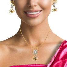 18K Two Tone Gold Pendant Earring Set with Natural Diamond & Multi Tourmaline Jewellery