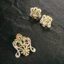 18K Yellow White Gold Pendant Earring Set with Natural Diamond & Multi Tourmaline Jewellery