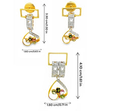 18K Two Tone Gold Pendant Earring Set with Natural Diamond & Multi Tourmaline Jewellery