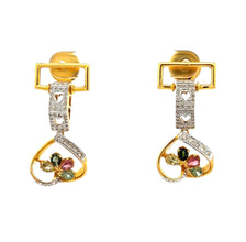 18K Two Tone Gold Pendant Earring Set with Natural Diamond & Multi Tourmaline Jewellery