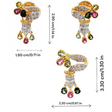 18K Two Tone Gold Pendant Earring Set with Natural Diamond & Multi Sapphire Jewellery