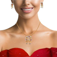 18K Two Tone Gold Pendant Earring Set with Natural Diamond & Multi Tourmaline Jewellery
