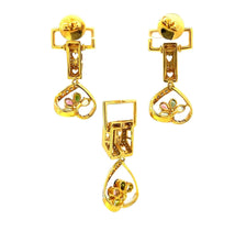 18K Two Tone Gold Pendant Earring Set with Natural Diamond & Multi Tourmaline Jewellery