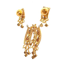18K Yellow White Gold Pendant Earring Set with Natural Diamond & Multi Tourmaline Jewelry