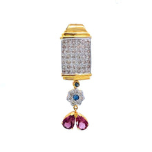 18K Two Tone Gold Pendant Earring Set with Natural Diamond & Pink Tourmaline Jewellery