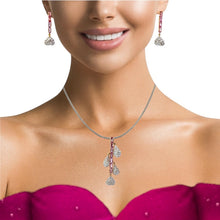 18K Two Tone Gold Pendant Earring Set with Natural Diamond & Tourmaline Jewellery