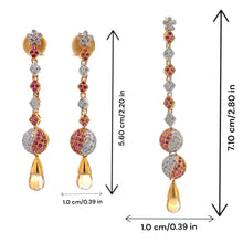 18K Two Tone Gold Pendant Earring Set with Natural Diamond, Ruby & Citrine Jewellery