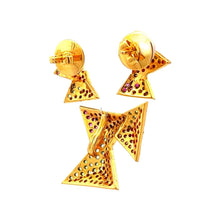18K Two Tone Gold Pendant Earring Set with Natural Diamond, Ruby & Tsavorite Jewellery