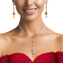 18K Two Tone Gold Pendant Earring Set with Natural Diamond, Ruby & Citrine Jewellery