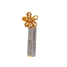 18K Two-Tone Gold Pendant & Earrings Set | Natural Diamonds & Citrine | Floral Drop November Birthstone Jewelry