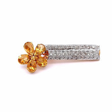 18K Two-Tone Gold Pendant & Earrings Set | Natural Diamonds & Citrine | Floral Drop November Birthstone Jewelry