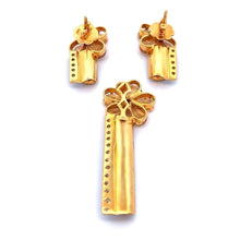 18K Two-Tone Gold Pendant & Earrings Set | Natural Diamonds & Citrine | Floral Drop November Birthstone Jewelry